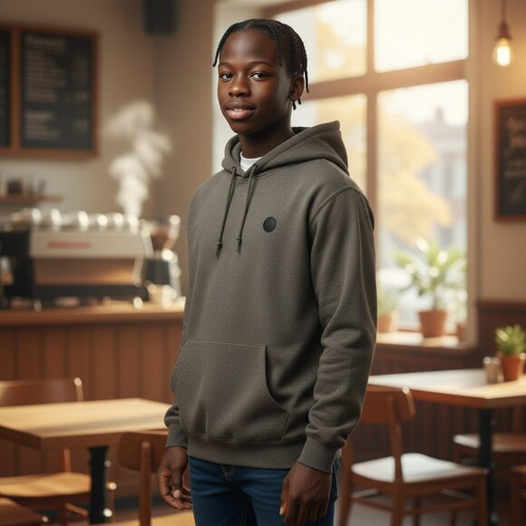 Volcom Hoodie Mens Large Gray Pullover Sweatshirt Kangaroo Pocket Logo Patch - Picture 1 of 11